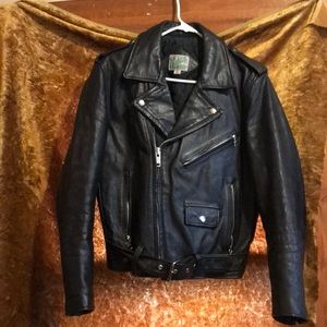 Vintage Black Genuine Leather Motorcycle Jacket